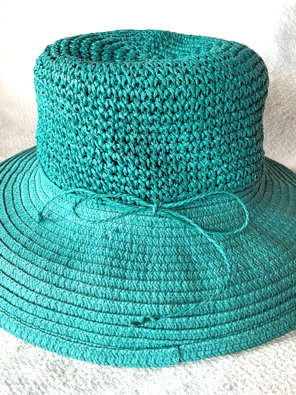 Capelli of New York Teal Crochet Sun Hat